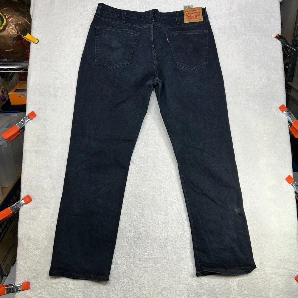 Levi's 514 Straight Fit Jeans Men Dark Blue Wash Denim Pockets Stretch - 37X31.5
